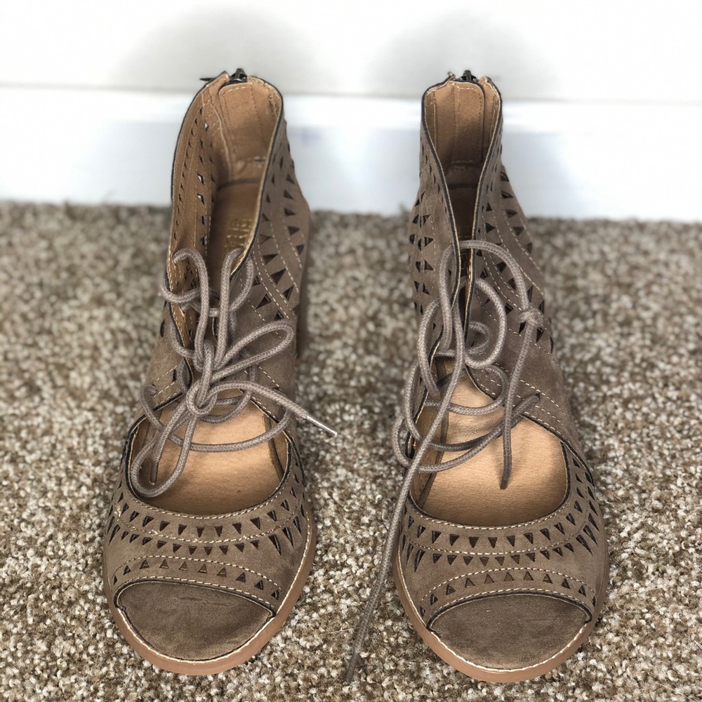 Tan block heels